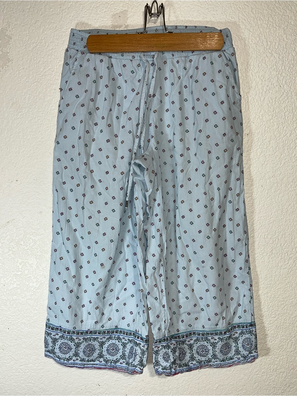 Style & Co. Pale Blue Printed Lounge Pants with Tiny Floral Motif